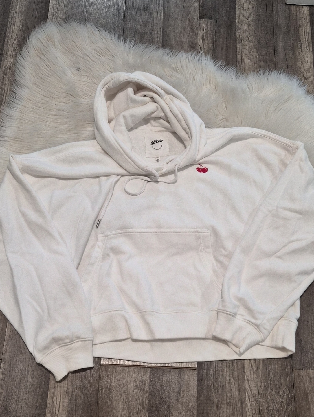 aerie White Hoodie with Script Logo